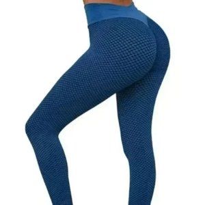 Blue TikTok Leggings Ruched Butt Lifting All Sizes